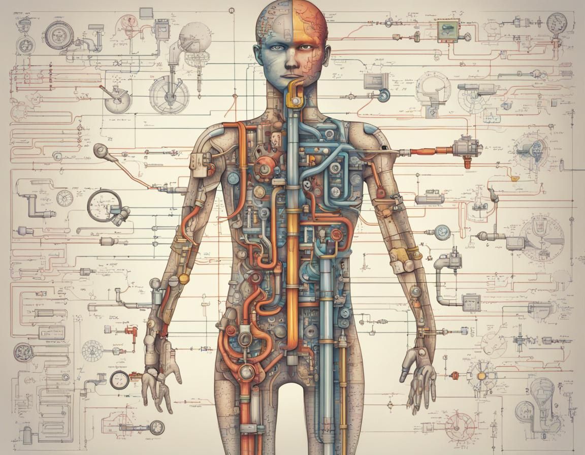 Colorful Engineering Diagram of a Human Being