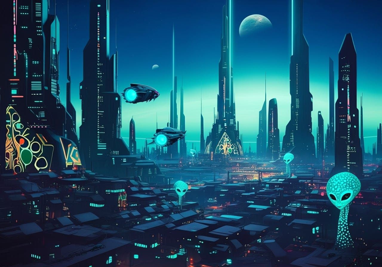 Bioluminescent Alien City on Distant Planet
