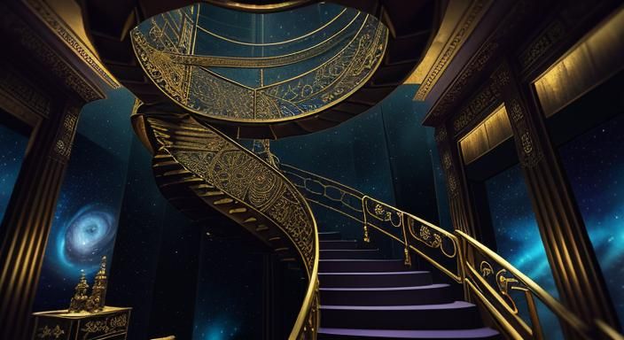 Steampunk Astronauts on Escher Staircases in Space