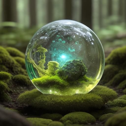 Glowing Crystal Orb on Mossy Forest Floor