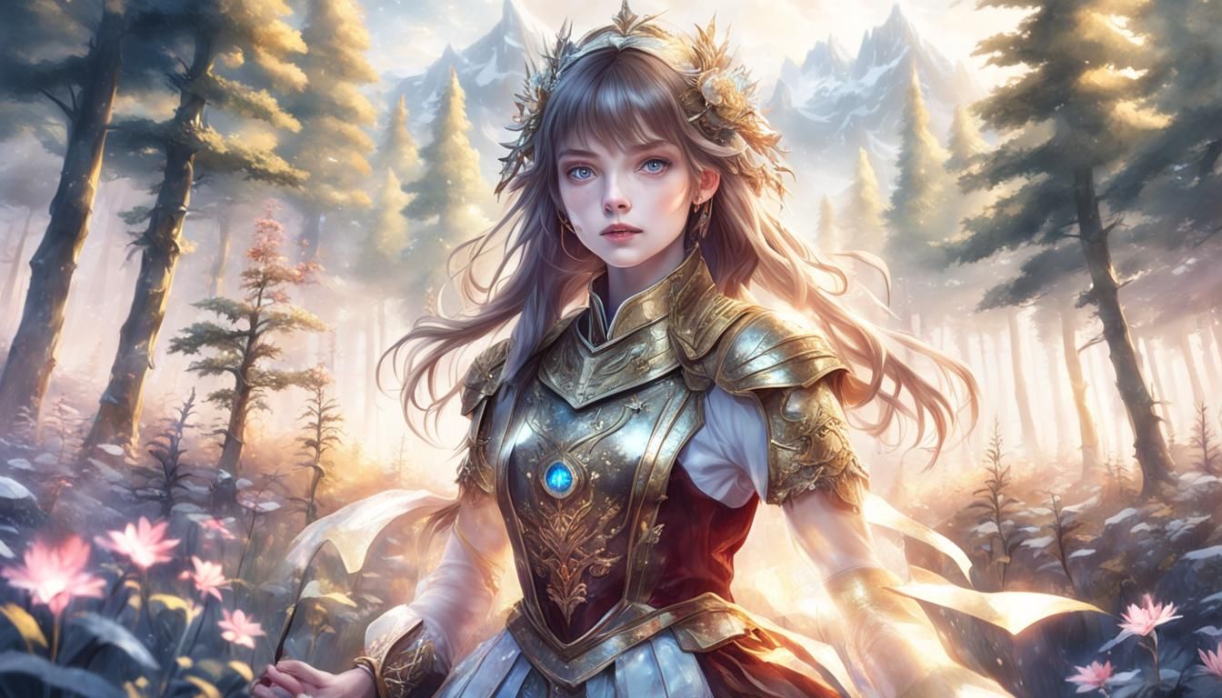 Regal Warrior in Misty Forest