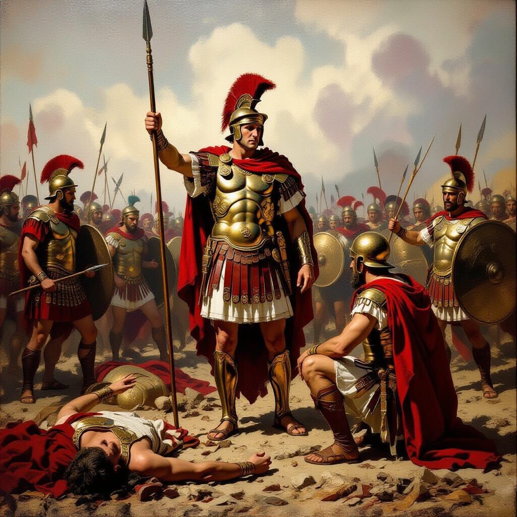 Caesar's Victory Over Vercingetorix in Gaul Oil Painting