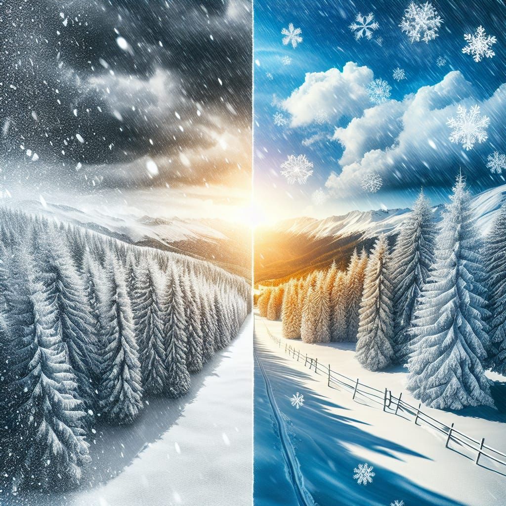 Winter's Jarring Contrast Revealed in Diagonal Split