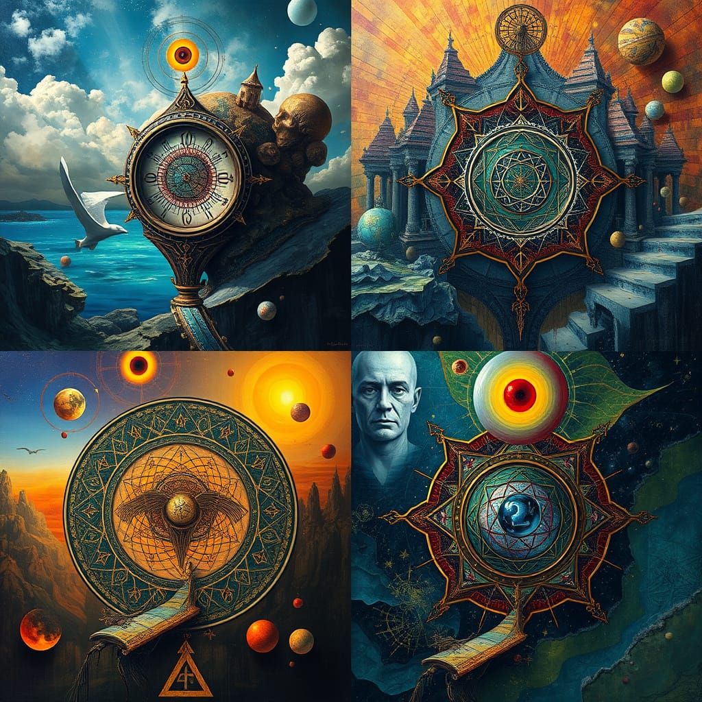 Surrealist Numerology Grid in Digital Painting Style