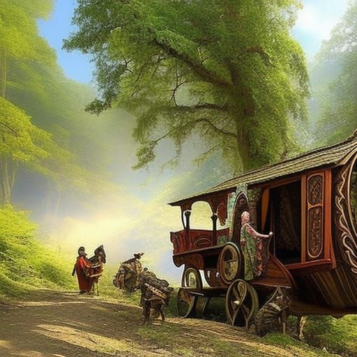 Bohemian Gypsy Caravan in Rococo Forest
