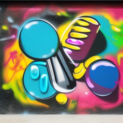 Pills in Colorful Graffiti Splash Art
