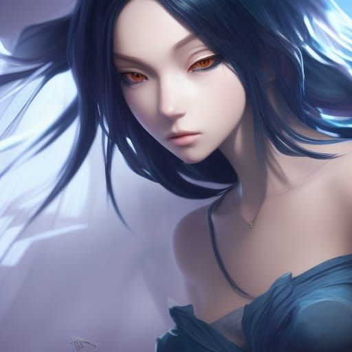 Anime Waifu with Blue Eyes in Hyperdetailed Style