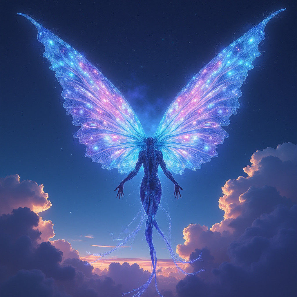 Luminescent Energy Being in Dreamlike Sci-Fi Style