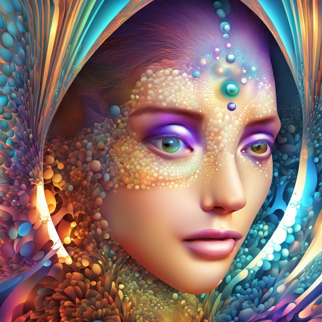 Abstract Fractal Bubbles in Zentangle Style