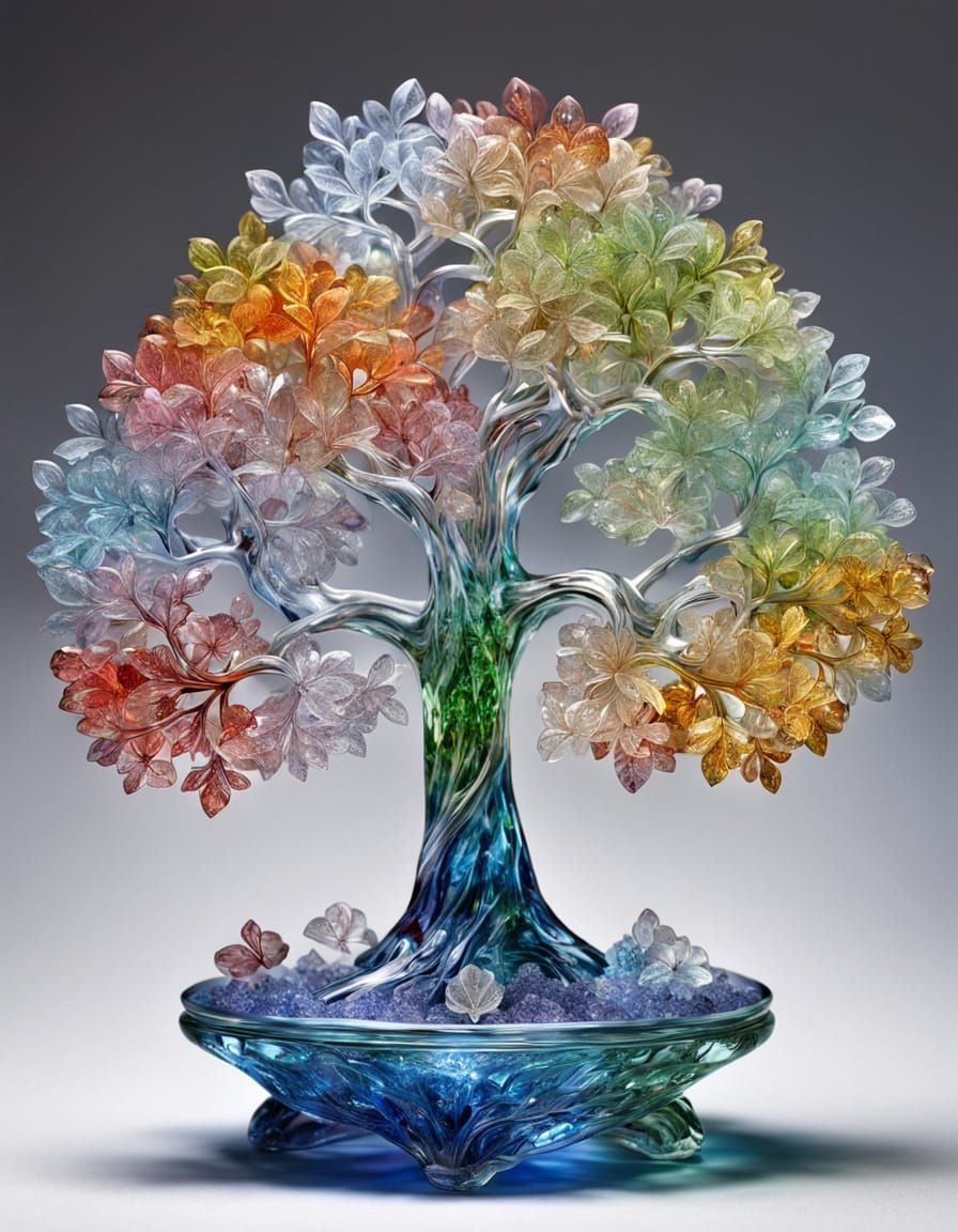 Breathtaking Crystal Tree Figurine in Glass Filigree