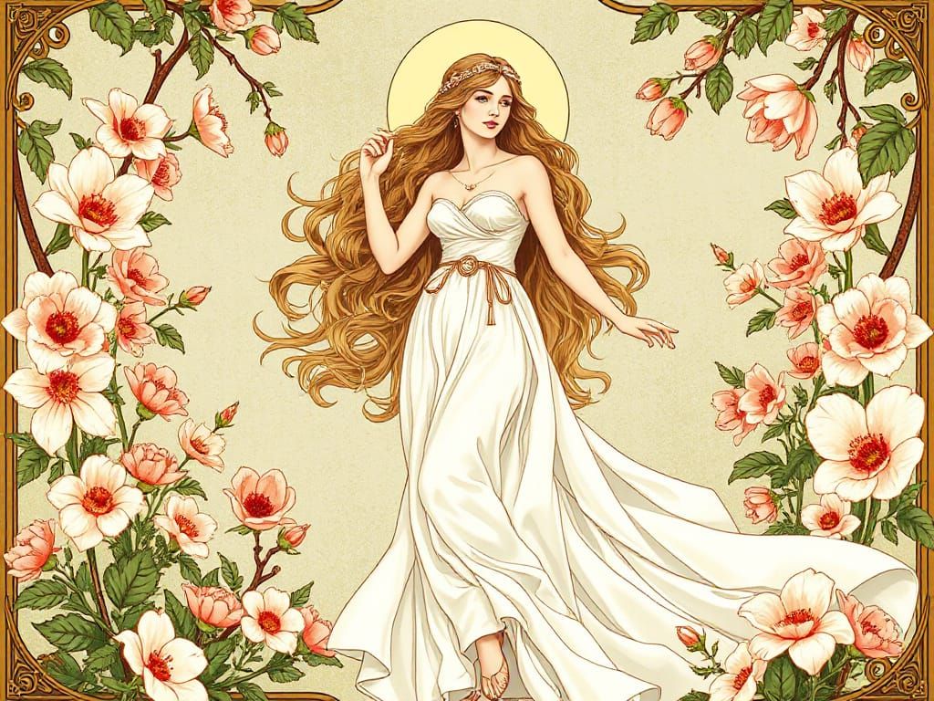 Persephone in Art Nouveau Style