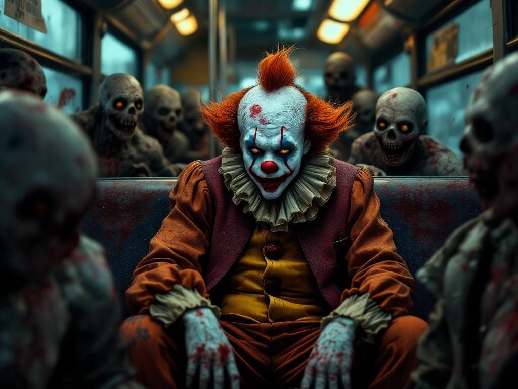 Art The Clown's Zombie Bus Ride in Hyperrealism