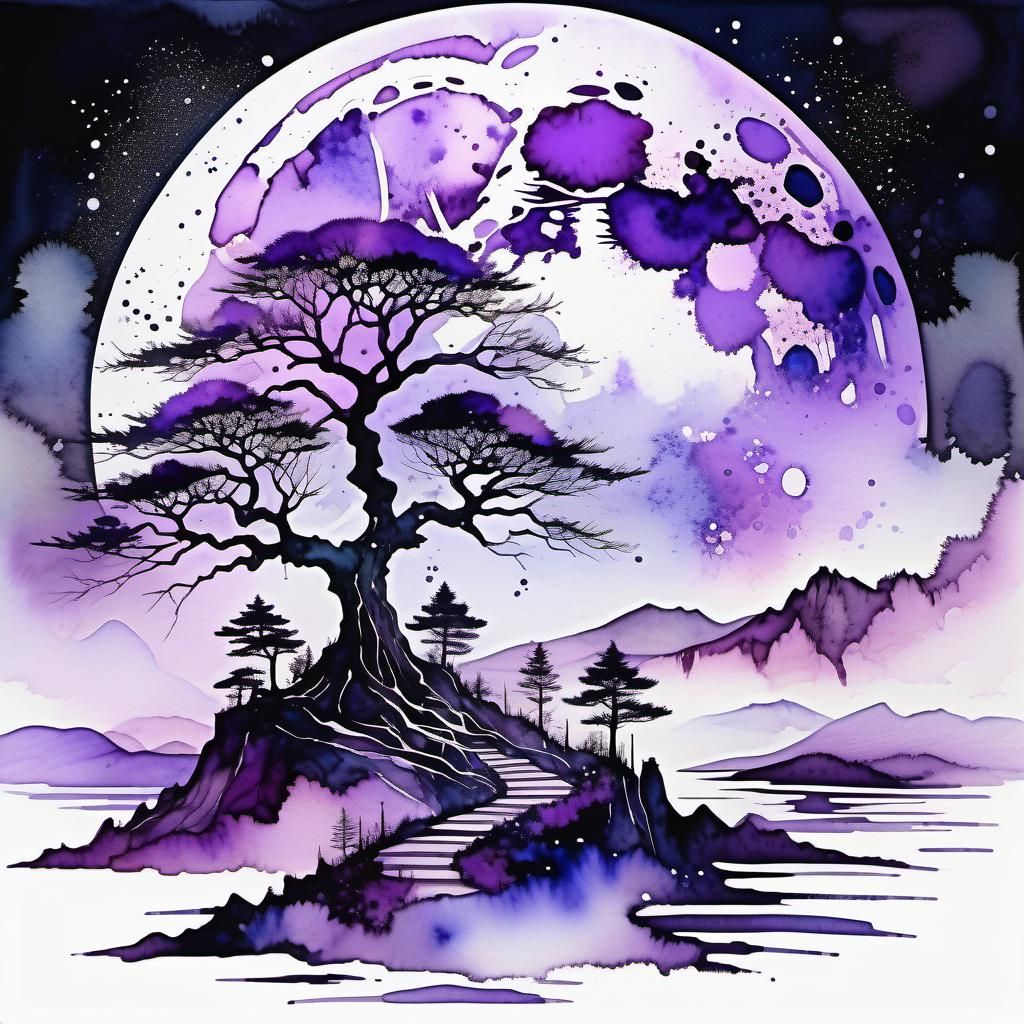 Purple Watercolor and Alcohol Ink Digital Painting