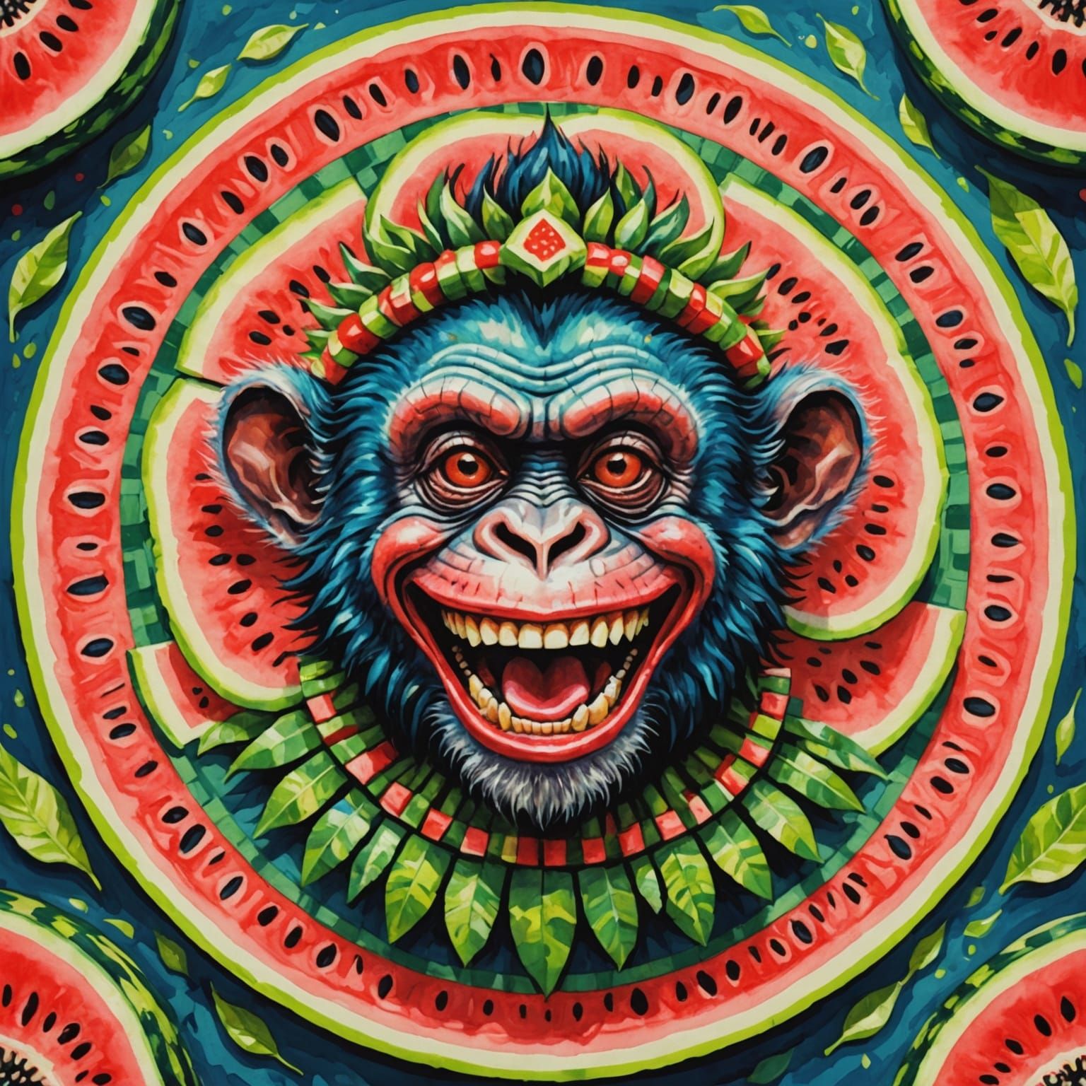 Epic Gouache Watercolor Masterpiece of African Zombie Monkey...