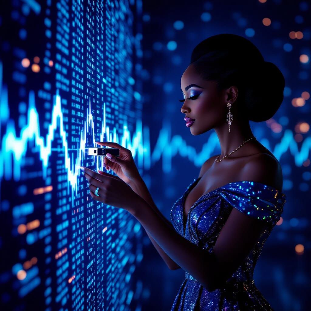 Nigerian Billionaire Interacts with Glowing Screen