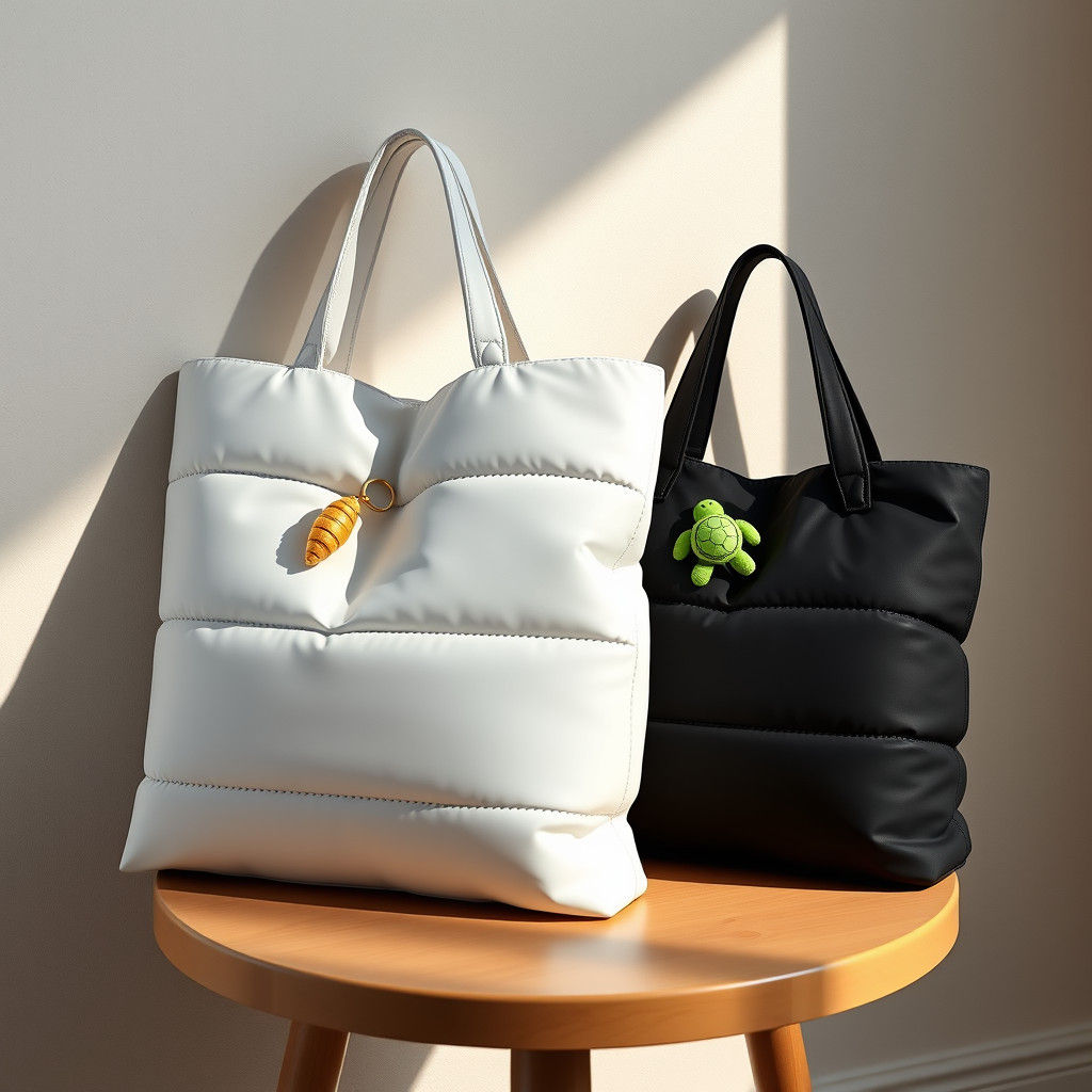 Puffer Tote Bags in Black and White