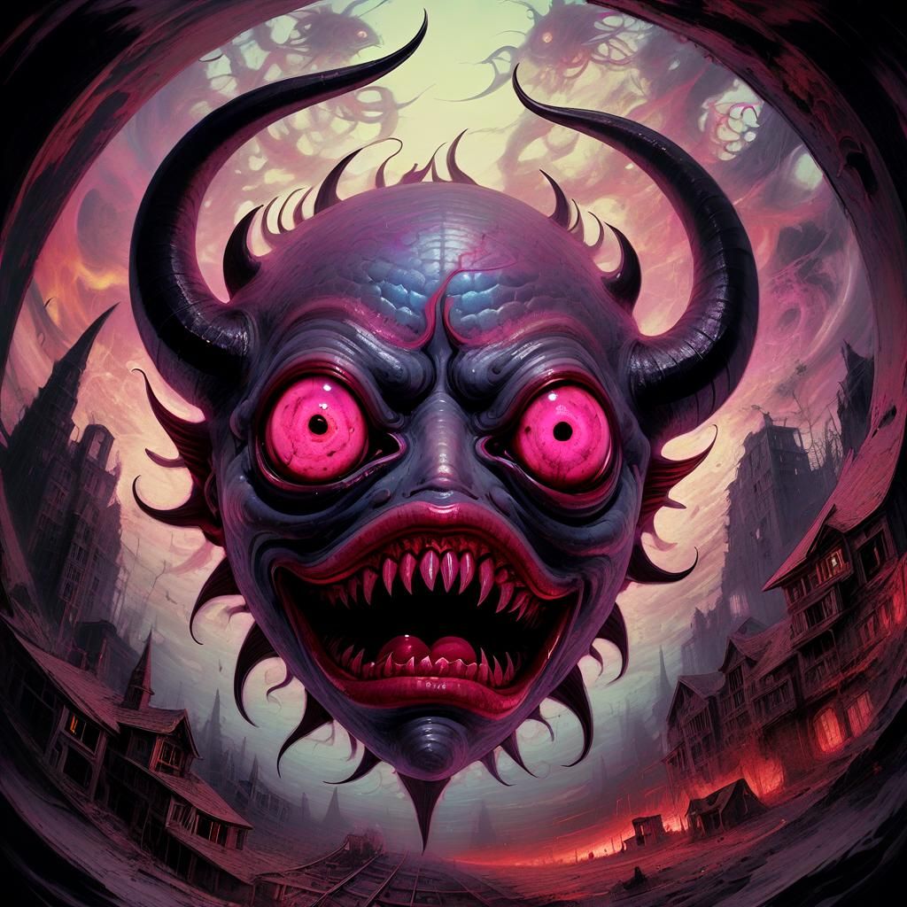 Psychedelic Demon in Dream Expressionism Style