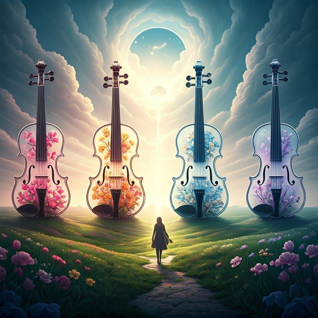 Glass Violins Bloom in Spring's Embrace