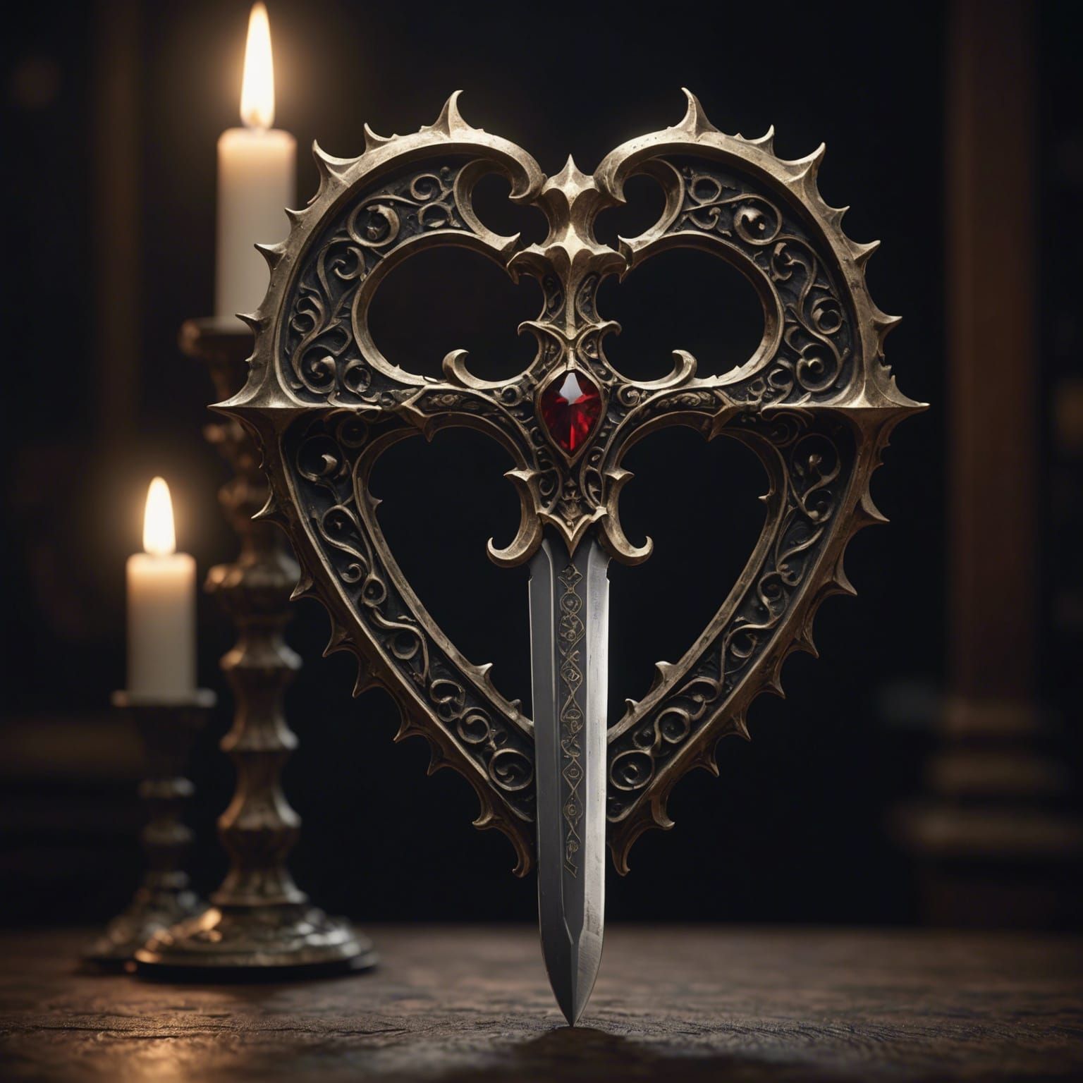 Dagger Through Heart in Dark Academia Style