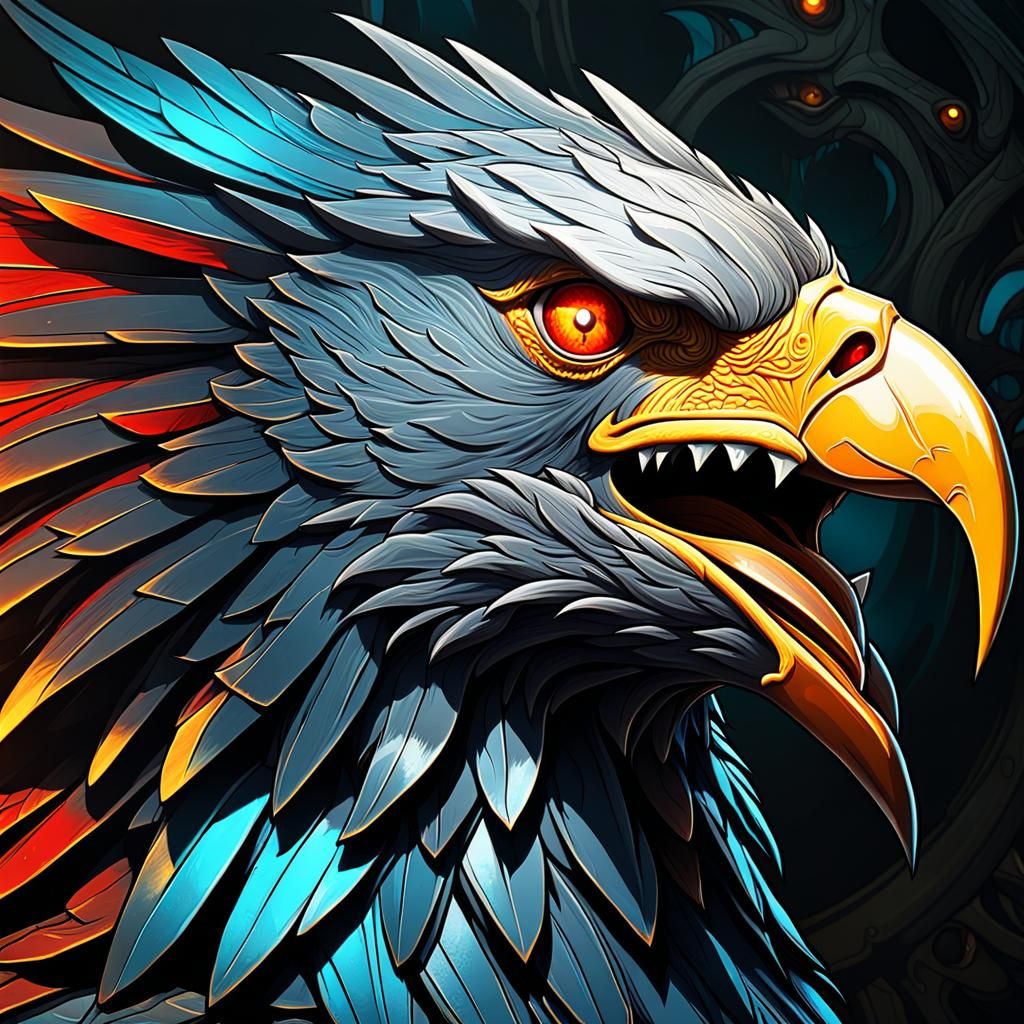 Fearsome Eagle Beast in Dark Fantasy Art