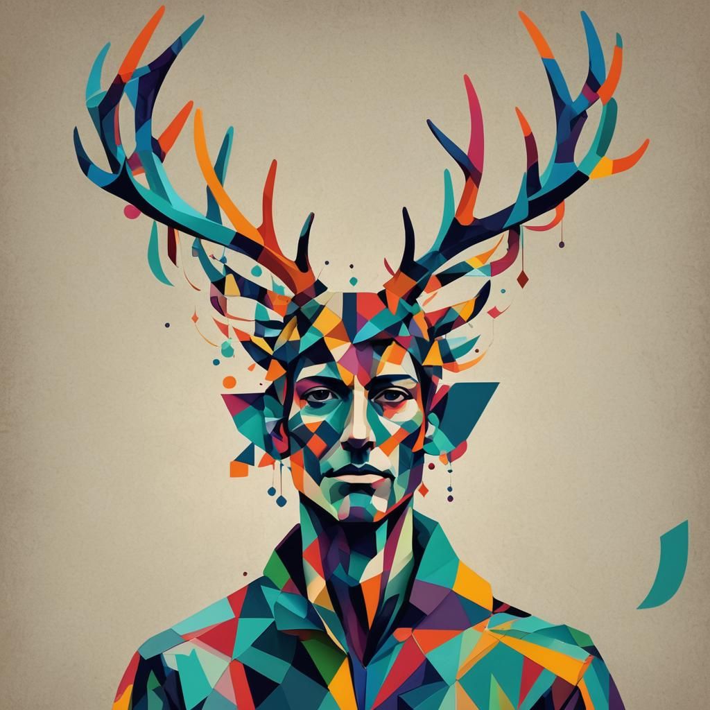 Geometric Abstraction: Person with Antlers