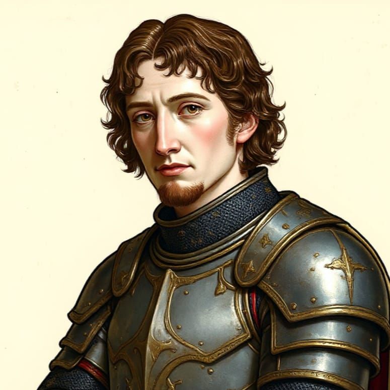 French Knight in Ornate Medieval Manuscript Style