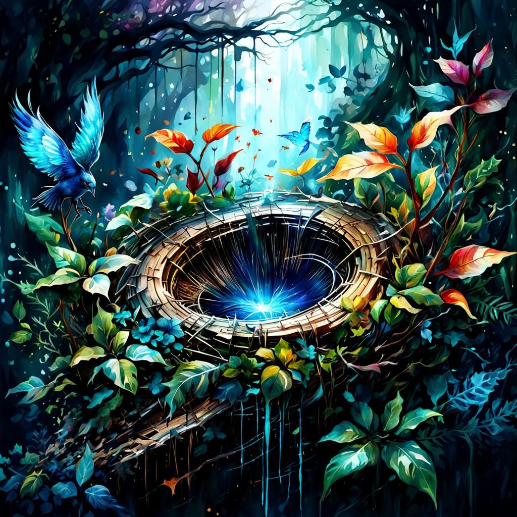 Intricate Bird's Nest Digital Watercolor Art