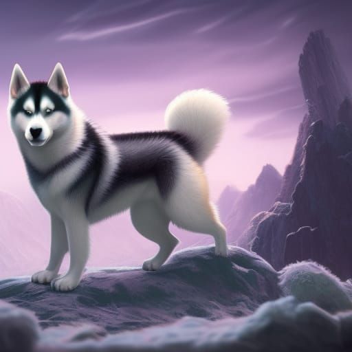 Detailed Husky Dog Matte Painting