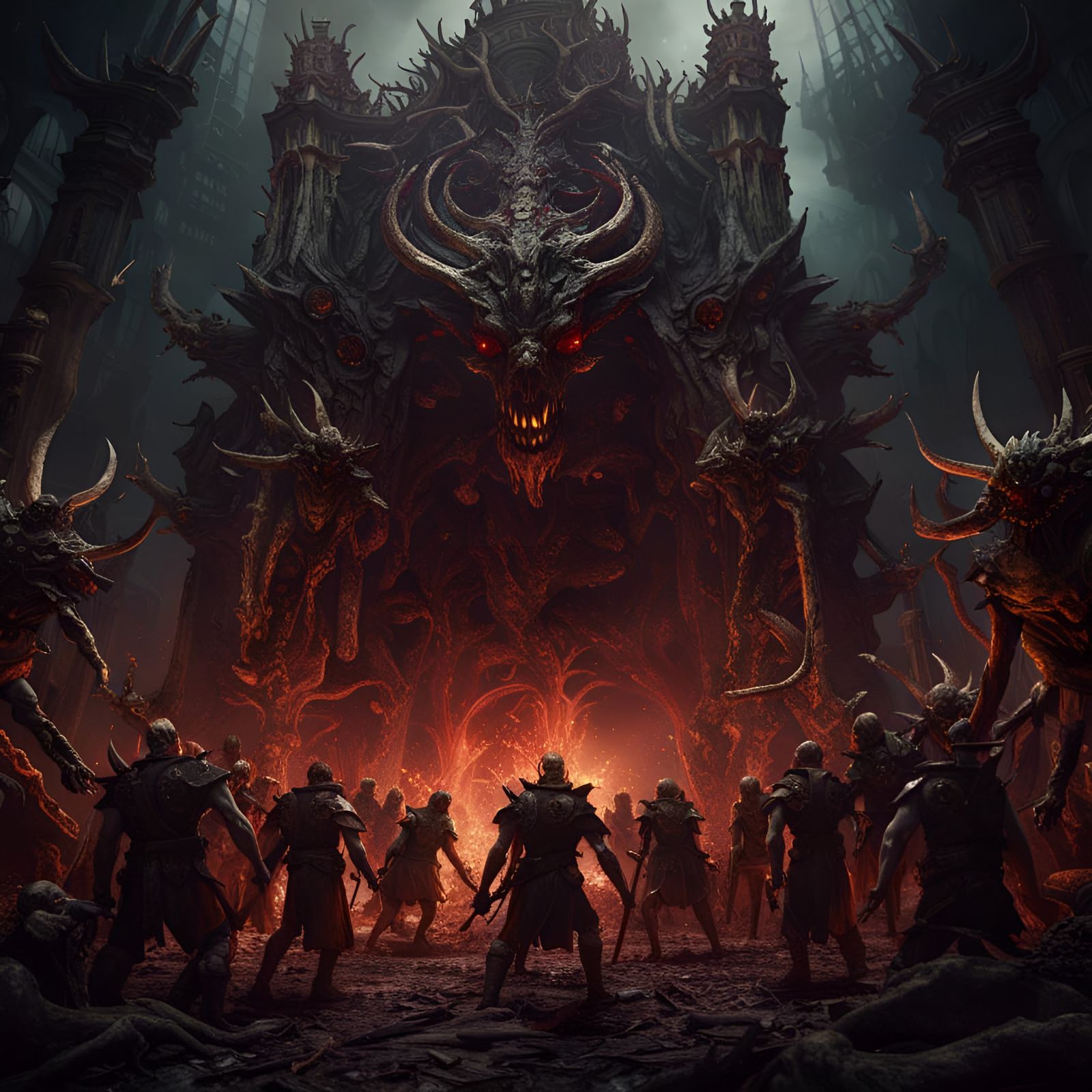 Demons Fight Zombies at Hell's Gate