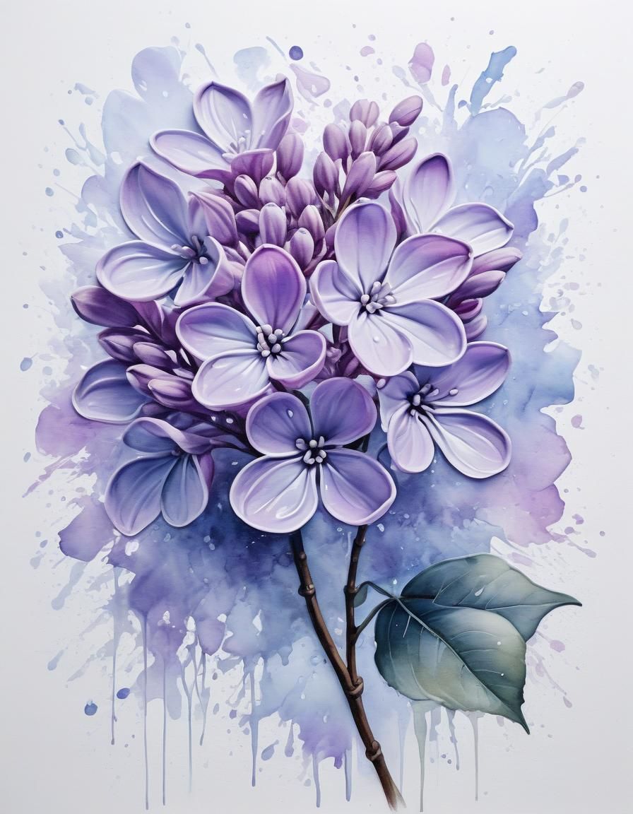 Delicate Lilac Flower Artwork in Soft Purples