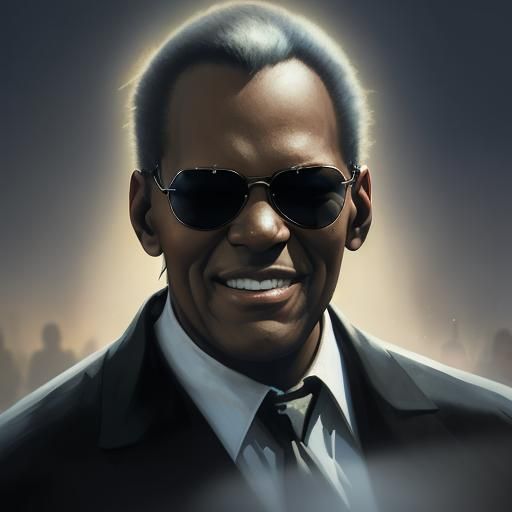 Ray Charles Double Exposure Acrylic Painting