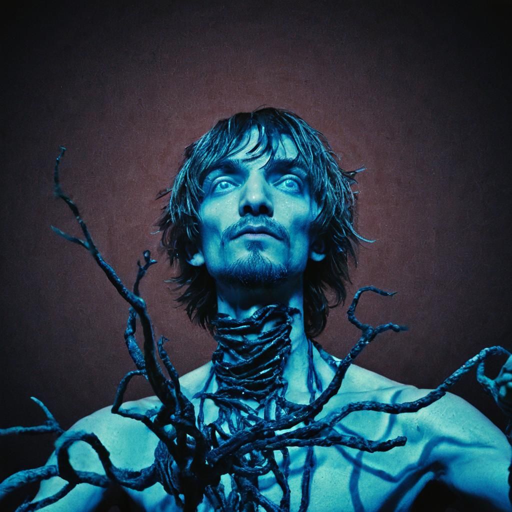 Eerie Bioluminescent Portrait in Dark Surrealism Style