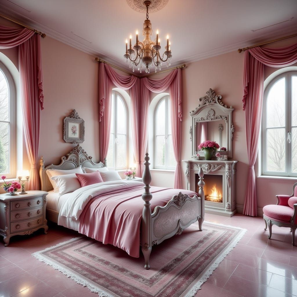 Dreamy Princess Bedroom with Silver Accents