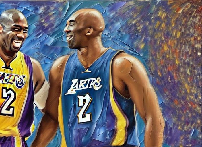 Magic & Kobe: Neo-Impressionist Expressionist Oil Painting