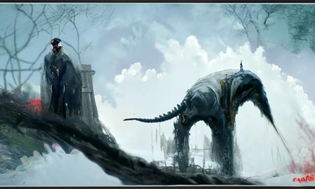 Sinister Diplodocus Dinosaur by Greg Rutkowski Style