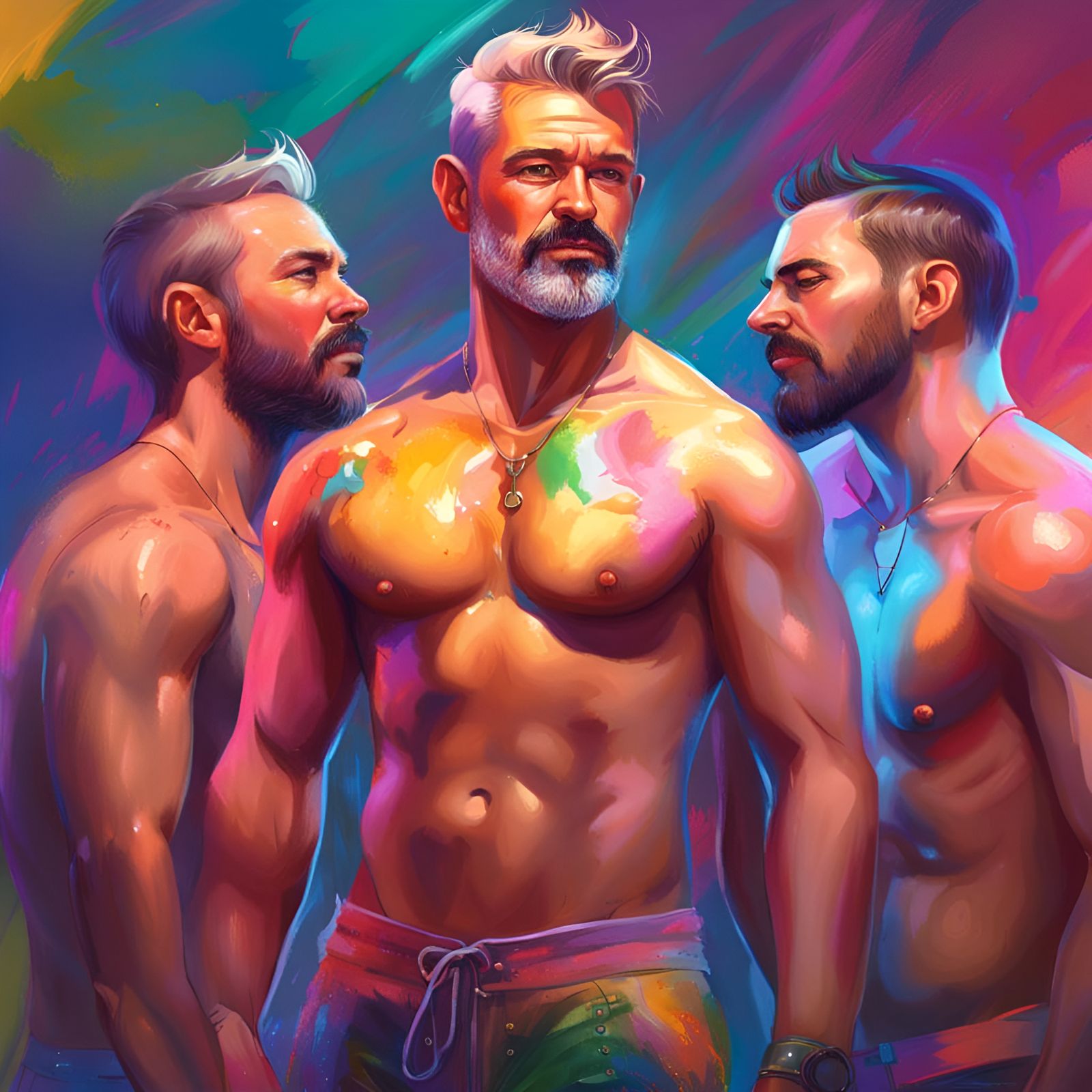 Hyperrealistic Gay Daddy with Gogo Boys