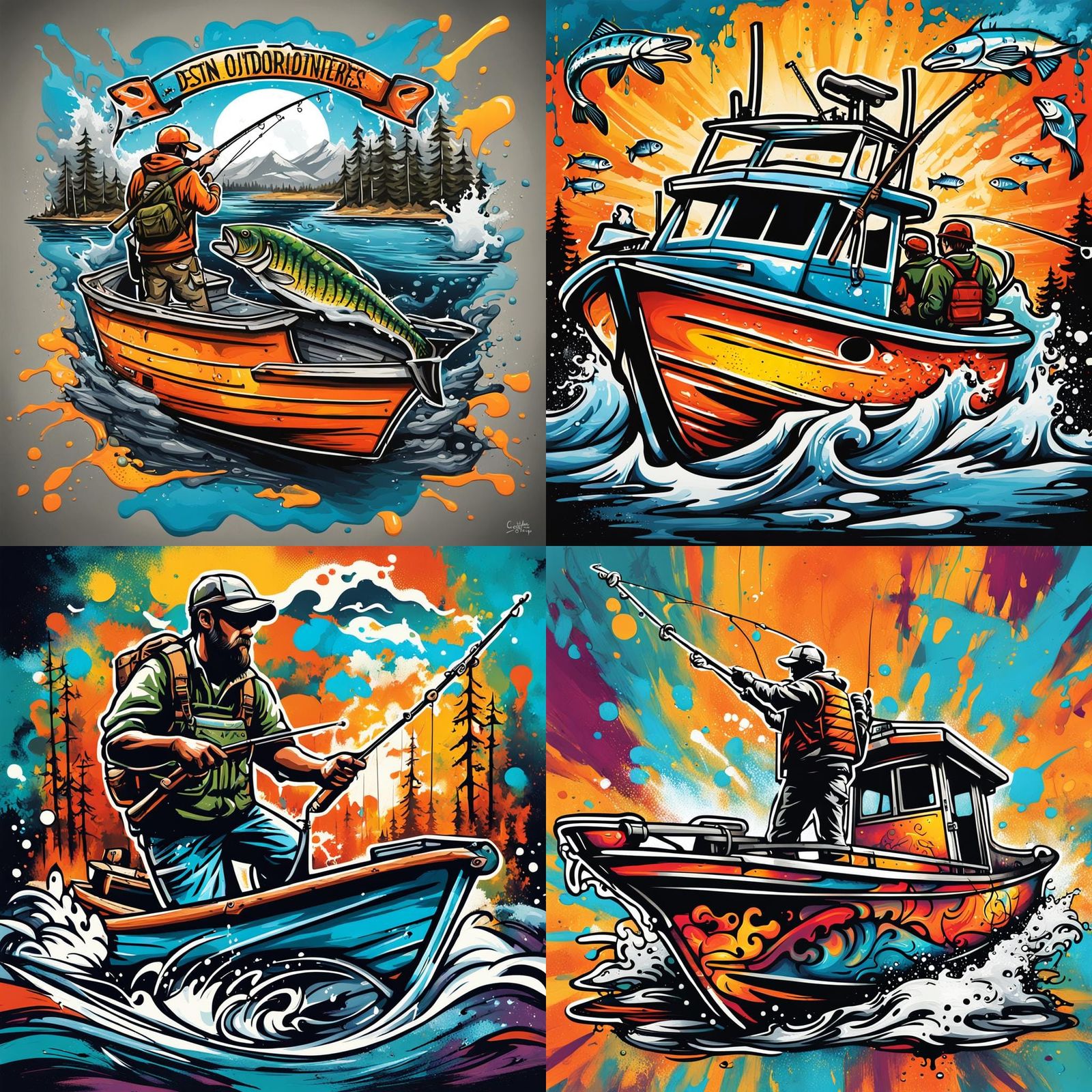 Destin Outdoor Adventures Logo in Graffiti Art Style