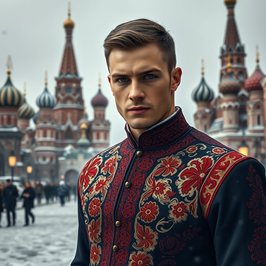 Dashing Russian Nobleman in Traditional Attire