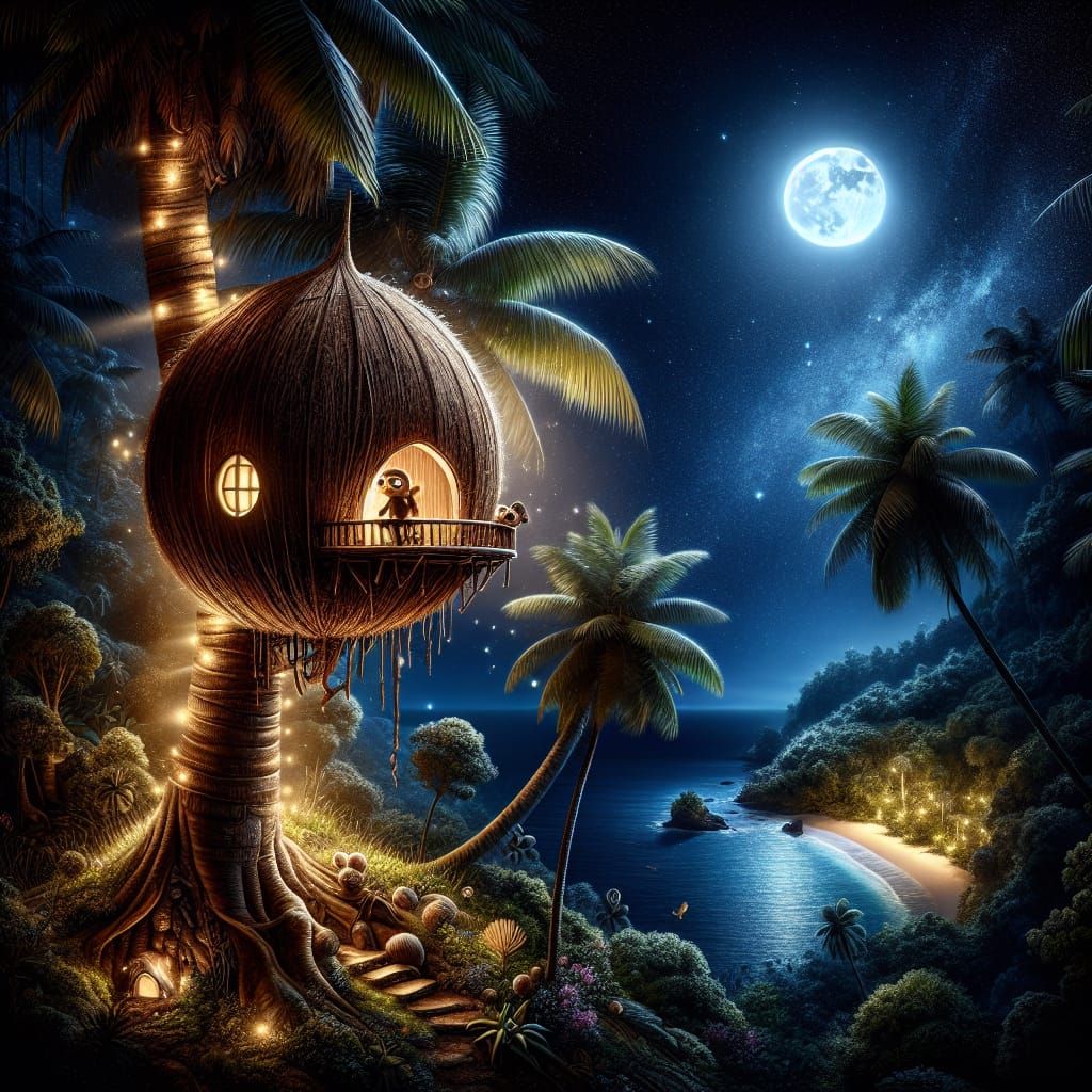 Enchanted Jungle Treehouse in Whimsical Fantasy Style