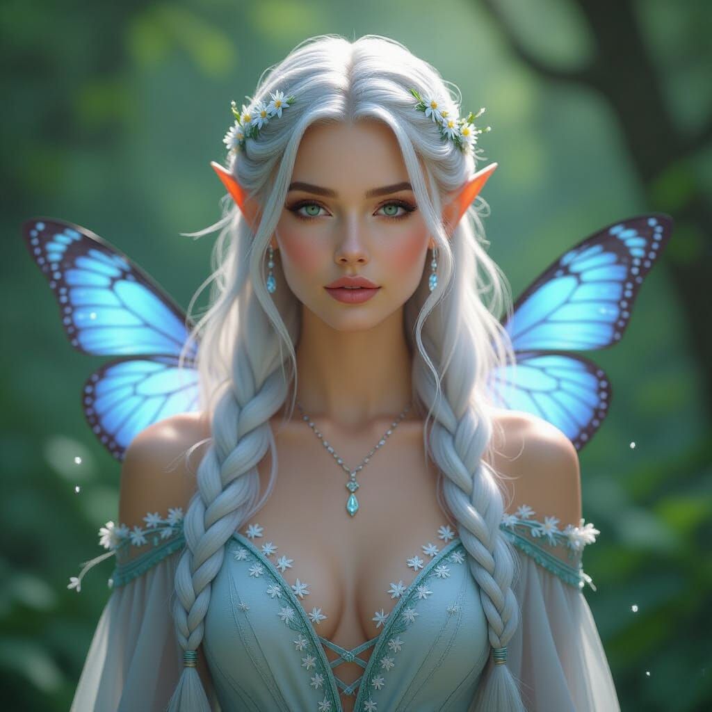 Hyperrealistic Elven Woman in Verdant Forest