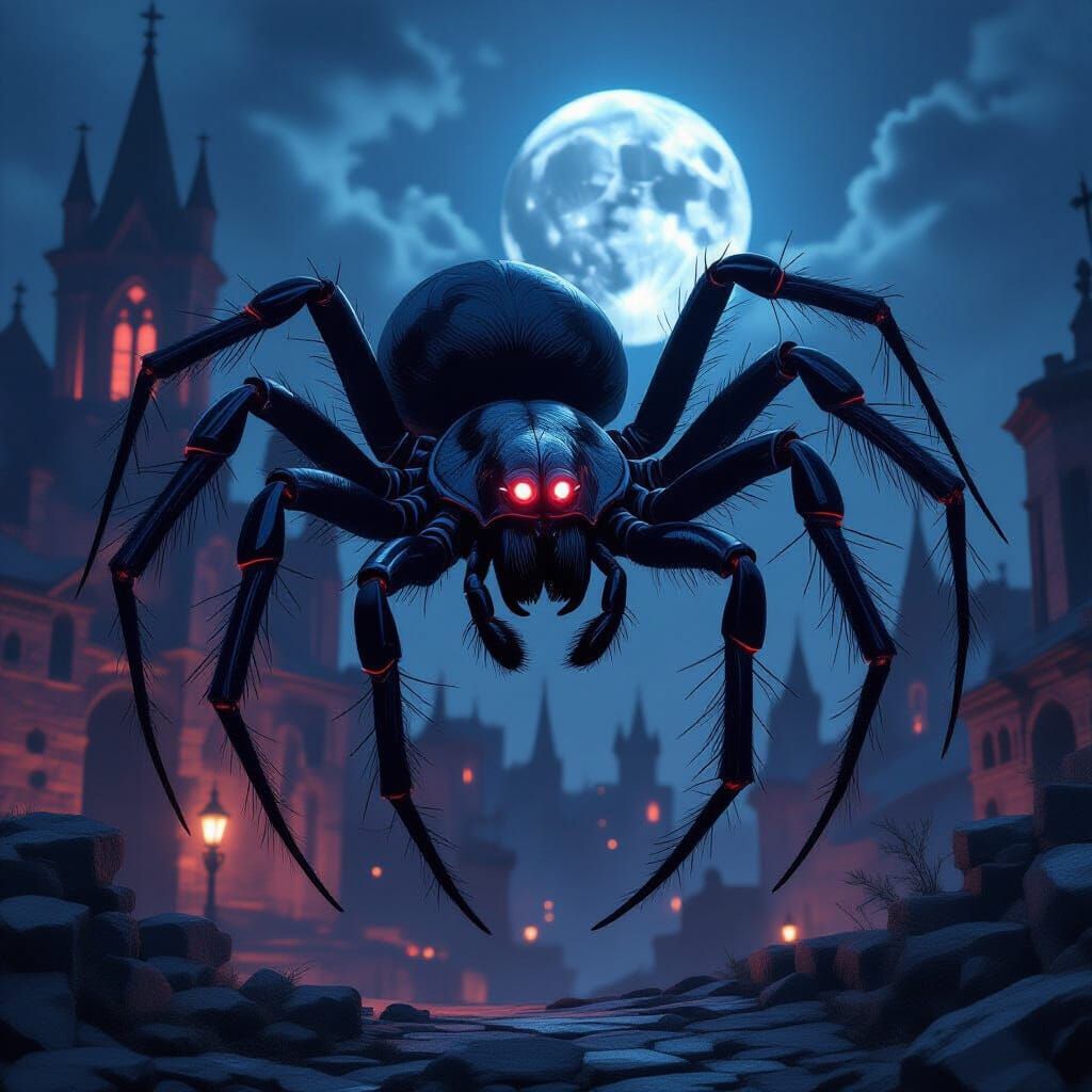 Gothic Spider Queen in Hyperrealistic Style