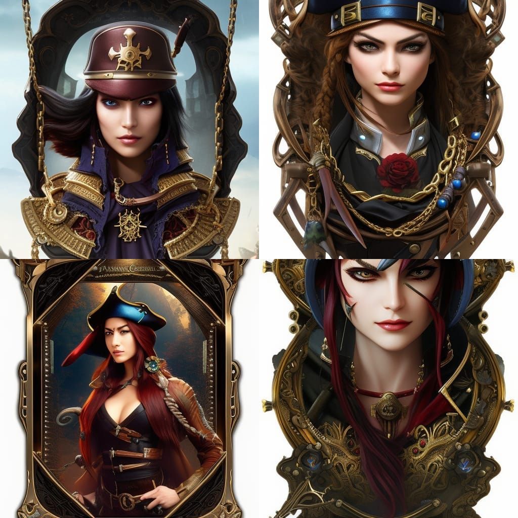Steampunk Female Pirate Captain Portrait in 8K