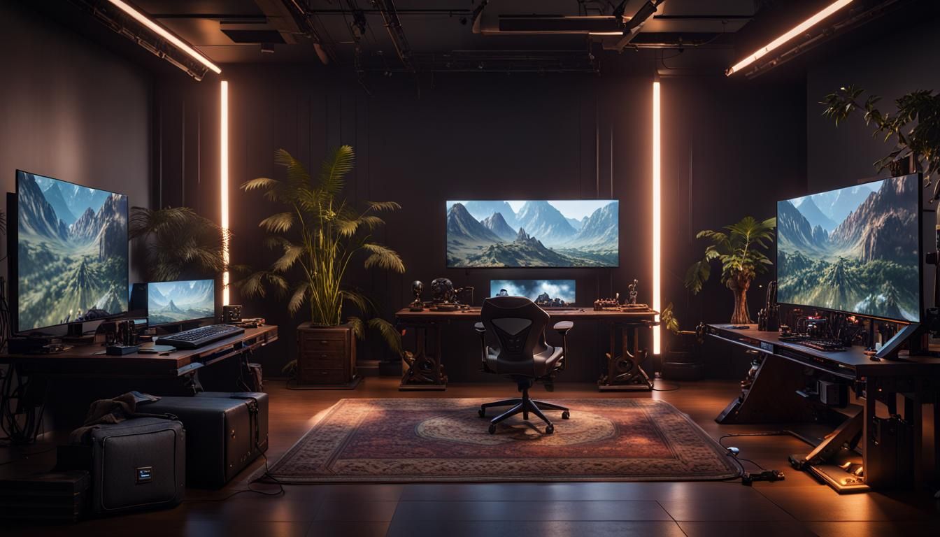 Ultimate Gaming Setup in 8K, 3D Rendered