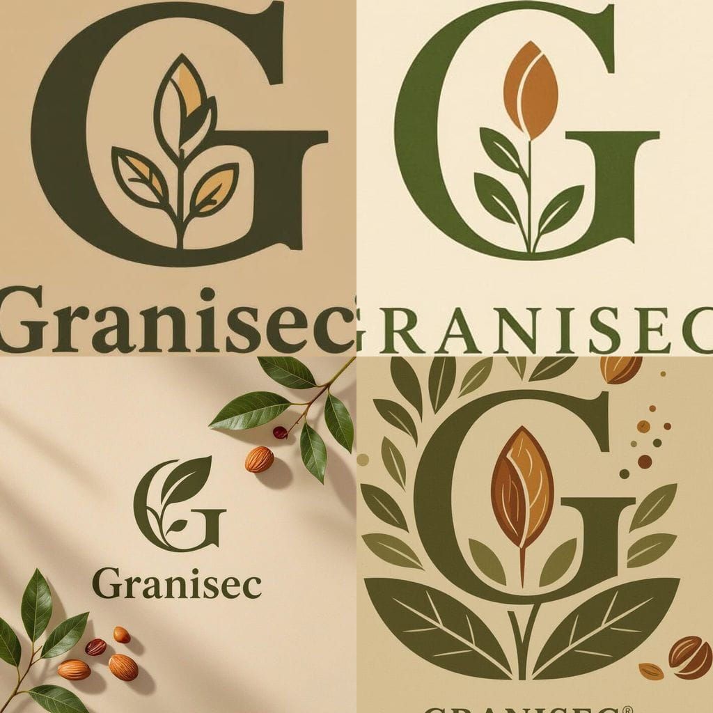 Granisec Logo: Abstract Seed-Leaf 'G' in Natural Tones