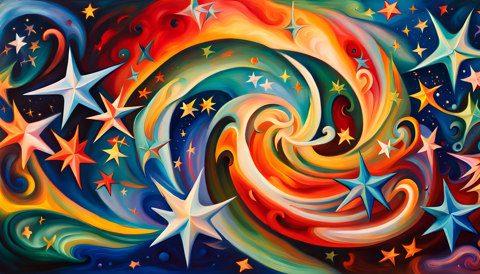 Iridescent Star Cluster Formation in Abstract Expressionism