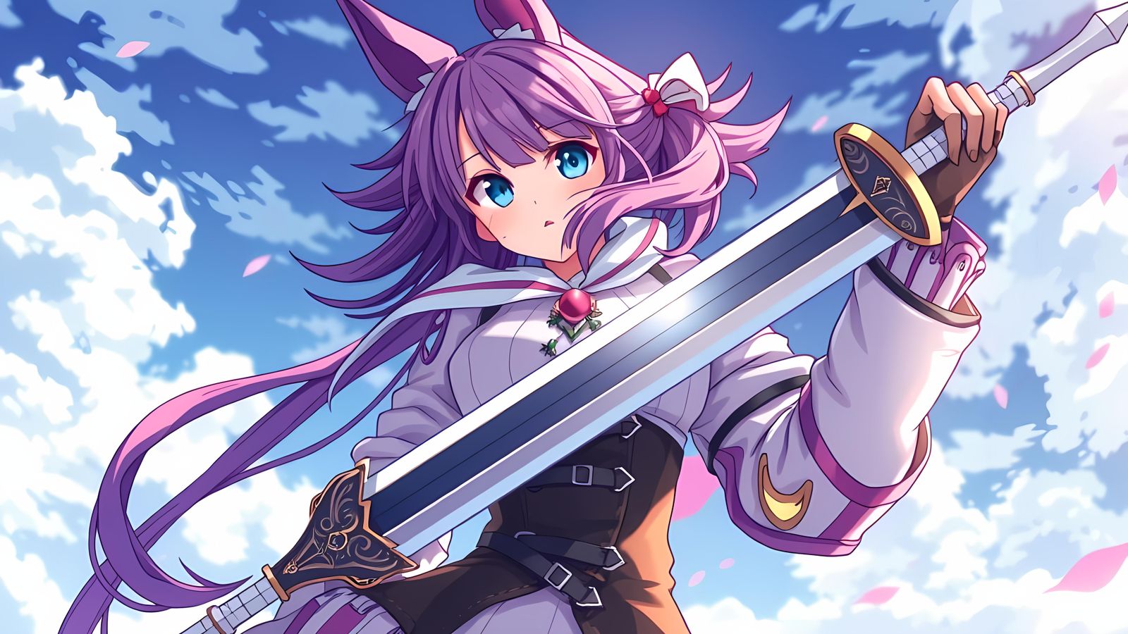 Anime Miqo'te Girl with Double-Sided Sword