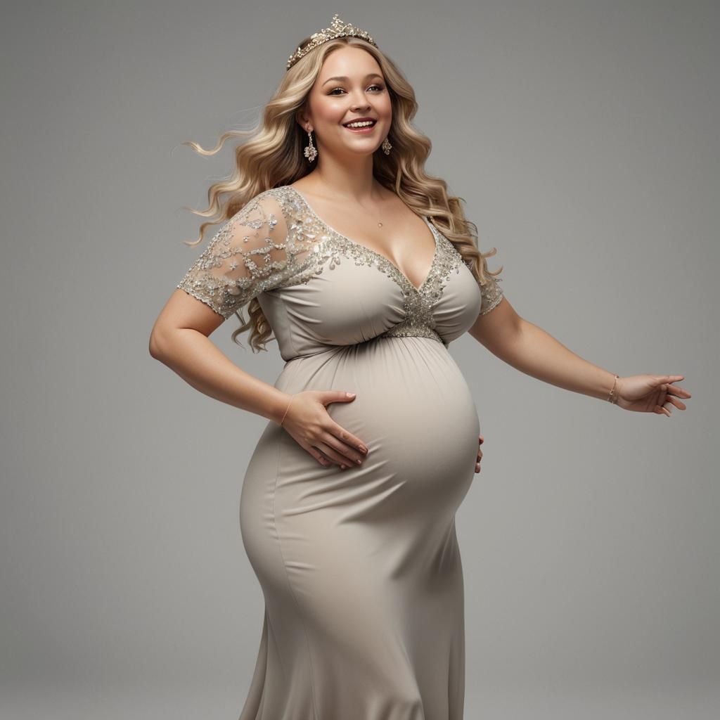 Joyful Pregnant Woman Dancing: Hyperdetailed Concept Art