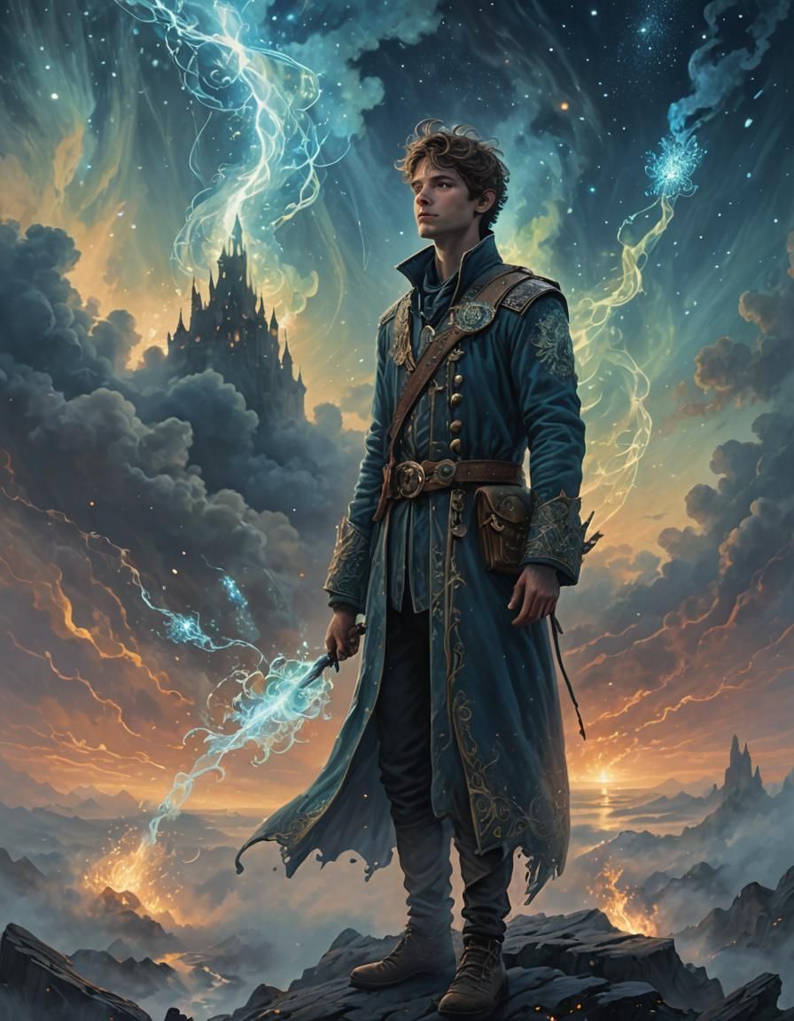 Ethereal Young Man in Bioluminescent Fantasy