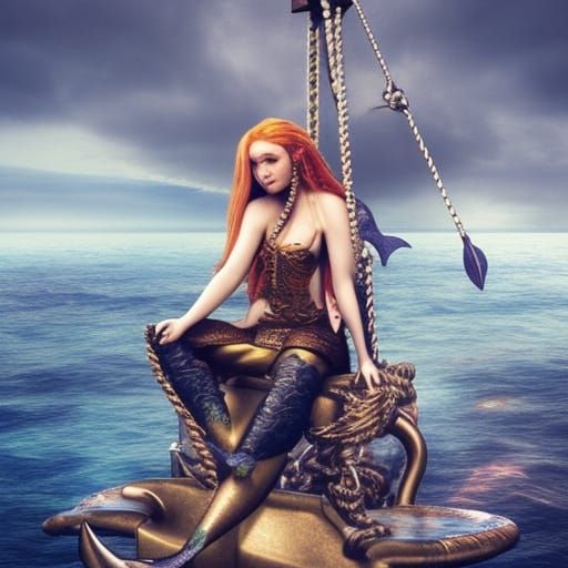 Pirate Mermaid on Anchor: Epic Digital Matte Painting