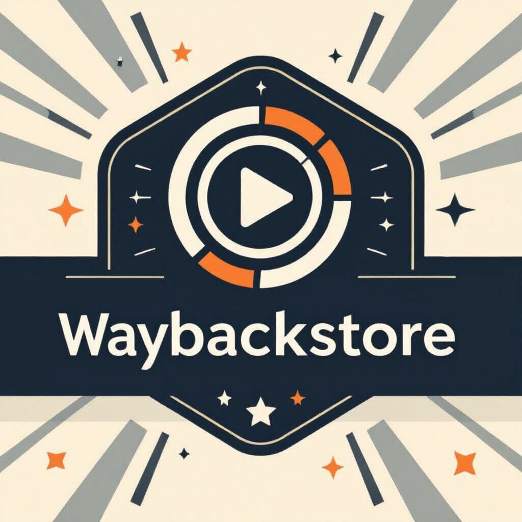 Sophisticated Logo for Waybackstore: Play Button & Rewind Ic...